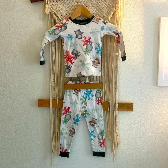 Burt’s bees, Holiday, pajamas, 2t , penguin snowflake - Picture 1 of 5